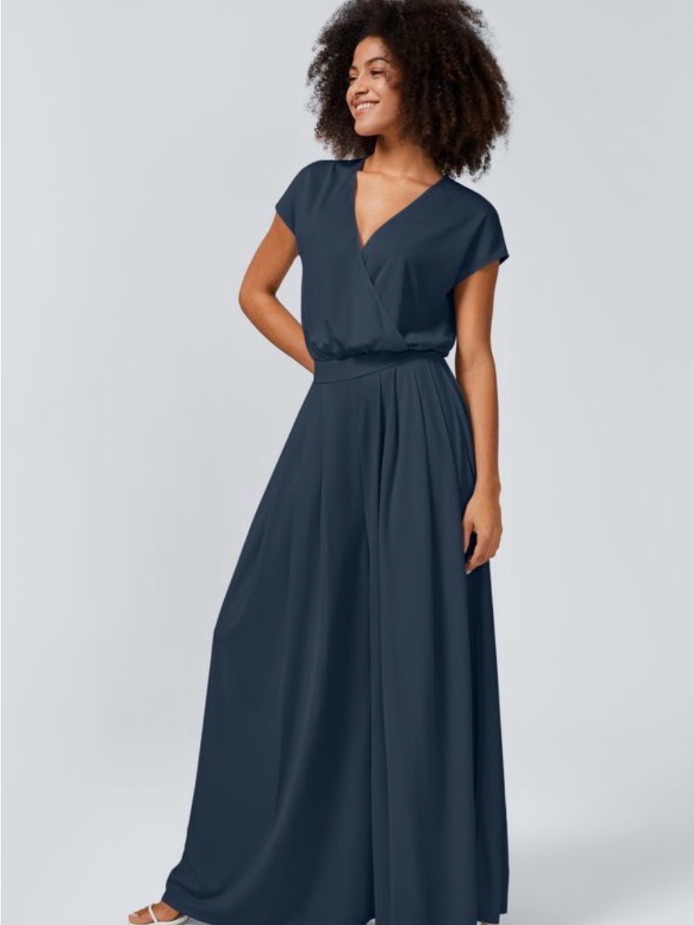 V Neck Short Sleeve Side Pocket Wide Leg Flowy Waffle Casual
Jumpsuit